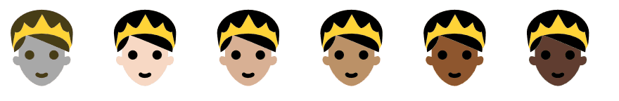 Sample image of dark hair on all emoji skin tones, from a Unicode report