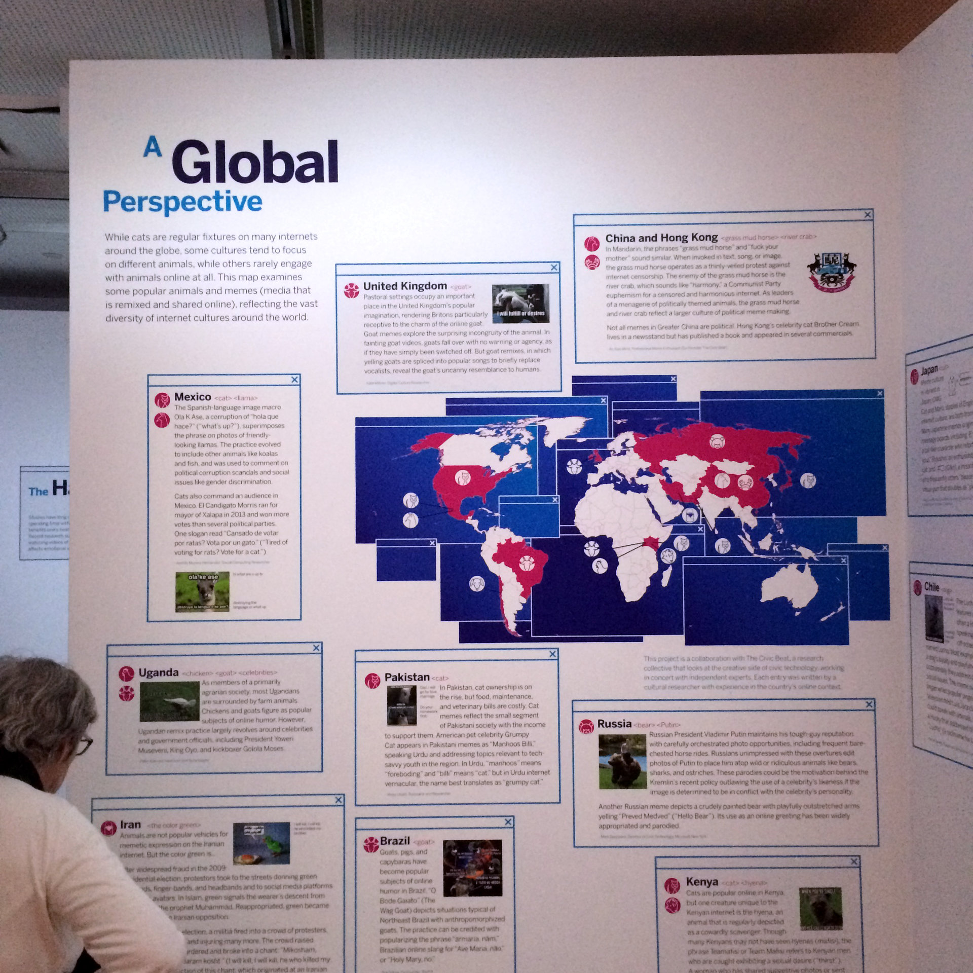 Photo of the Global Perspective wall with a world map in the middle