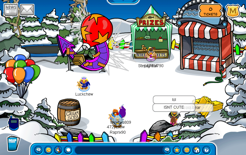 Screenshot of the less busy and very colorful Club Penguin